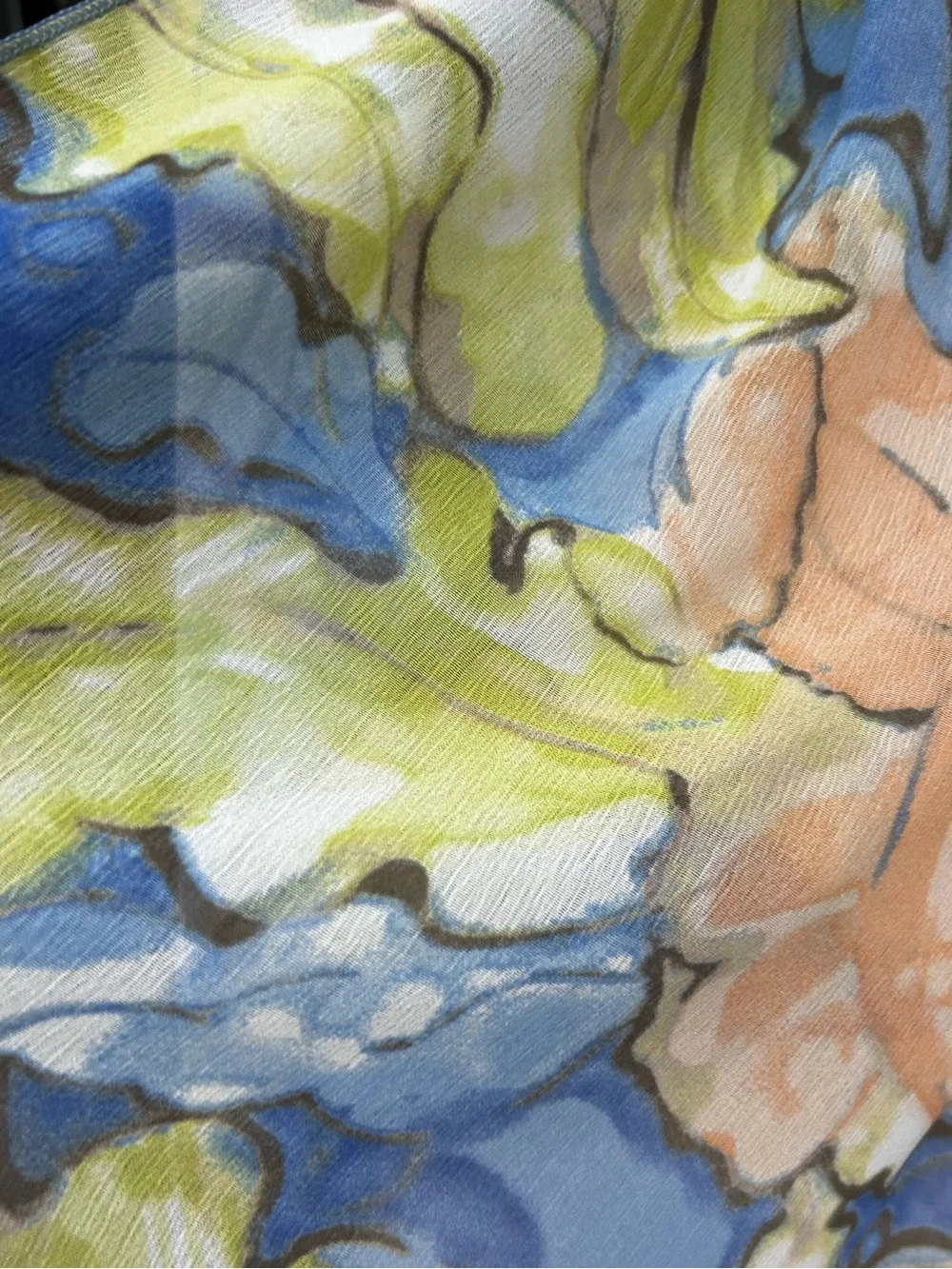 Chico's Blue, Peach & Lime Watercolor Scarf